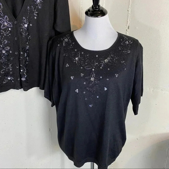 Stefano Basic‎ 22/24 sequin blk 2pc sweater - Picture 3 of 12